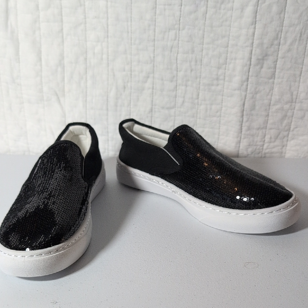 Black Sequin Slip-On Sneakers